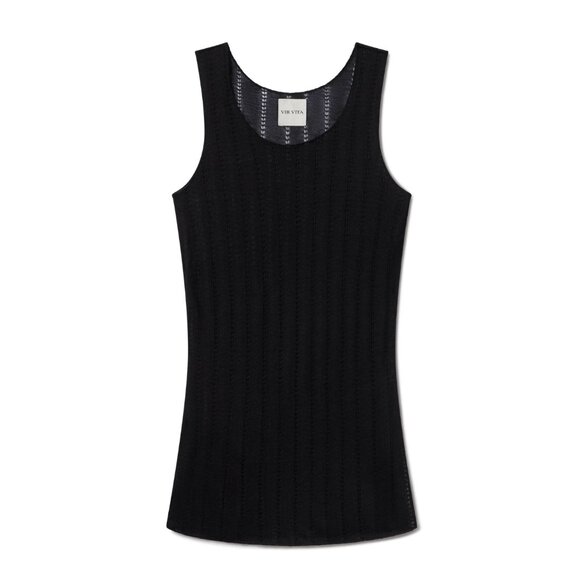 503. VIR VITA Sylvie Cashmere Knit Lightweight Black Tank Top $215 NWT XS - Picture 1 of 2